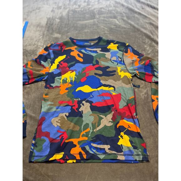 Ralph Lauren‎ Polo Multi Color camo long sleeve Logo sleepwear Shirt Large - Picture 1 of 7